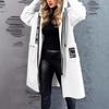 2024 Casual Lambswool Patchwork Letter Hooded Coat with Drawstring Zipper