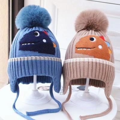 Children's Knitted Wool Hat Cartoon Cute Winter Boys and Girls Winter Baby Hat Warm Ear Protection