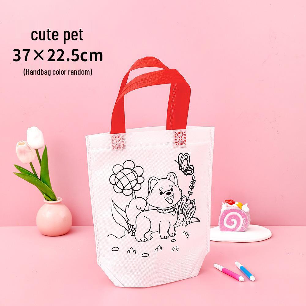 

Детская сумка-раскраска с граффити и мультяшками - Нетканая сумка для раскрашивания для детского сада