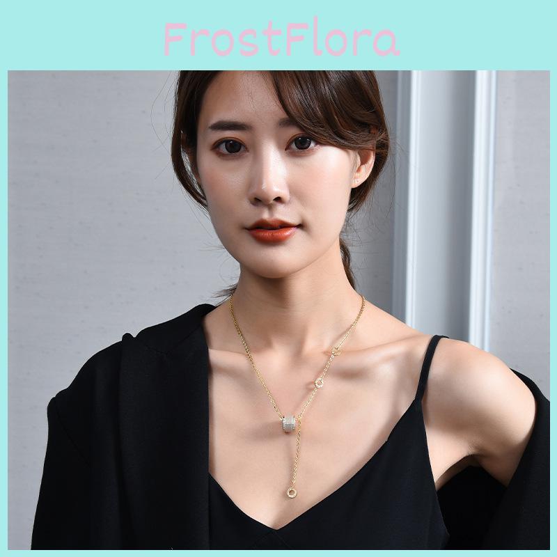 Elegant Korean Style Cat's Eye Stone Pendant Necklace For Women With Titanium Steel Charm