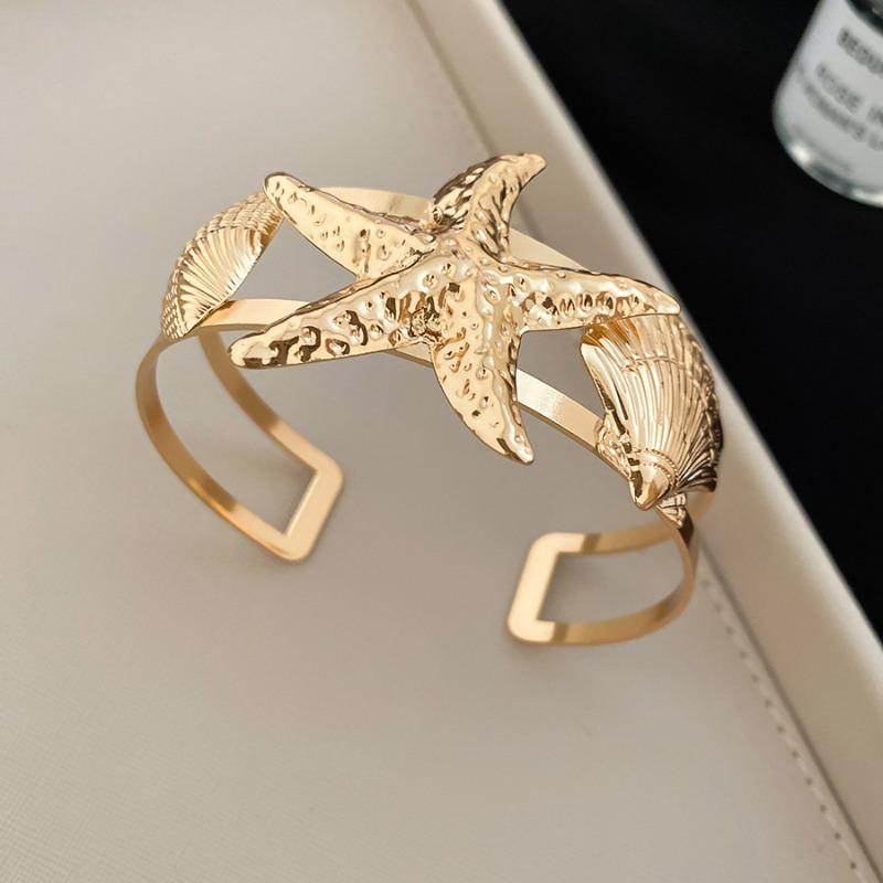Metal starfish shell open bracelet fashion seaside vacation style bracelet design sense niche jewelry