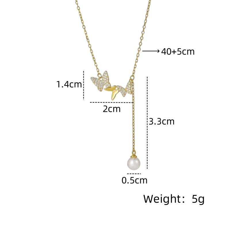 

1 Pcs Butterfly Copper Pendant with Stainless Steel Chain Combination Women Light Luxury Necklace