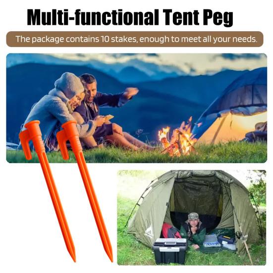 Yousheng 10Pcs Camping Tent Stake Heavy Duty Multi-functional Outdoor Garden Yard Patio Lawn Tarp Canopy Windproof Ground Spike Tent Peg