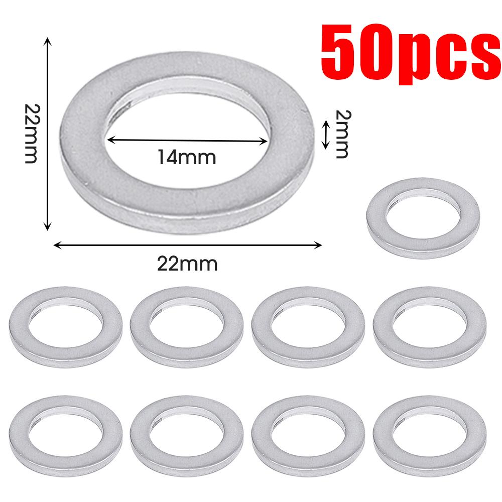 14mm Aluminum Oil Drain Plug Crush Washer Set Non-Slip for Lasting Sealing Car Exterior Accessories for Oil Change Compatible