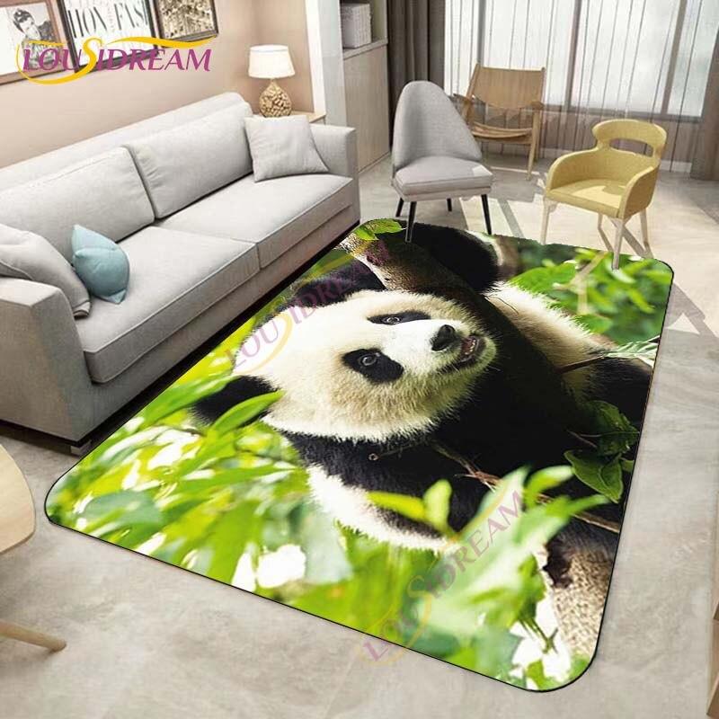 Animal Carpets Cute Panda Pattern Floor Mat Bamboo Door Mat Cartoon Panda Printed Mat Carpets for Bedroom Living Room Home Decor
