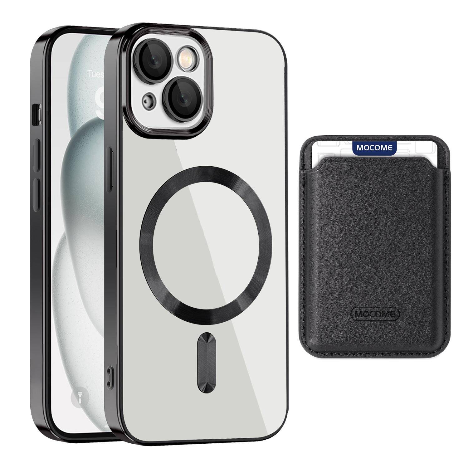 

For iPhone 15 Case Compatible with MagSafe TPU+PC Mobile Cover with Card Bag Black