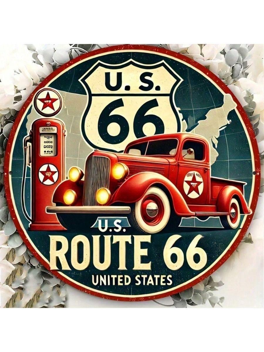 Vintage Route 66 Metal Tin Sign 20x30cm Waterproof Garage Bar Wall Decor