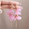 Organza Flower Earrings Tassel Fashion Jewelry Gift Long Tassel Earrings  Women