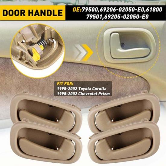 

Front and Rear Interior Door Handle Set For 1998-2002 Toyota Corolla Prizm Beige