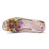 Johnature Genuine Leather Retro Baroque Style Hollow Out Colorful Three-dimensional Flower High-heeled Sandals