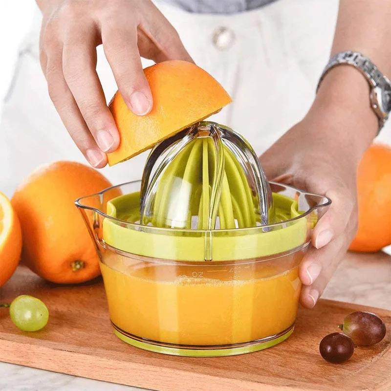4 In 1 Citrus Lemon Orange Manual Juicer Multifunctional Hand Fruit Squeezer with Built-in Measuring Cup Grater Egg Separator