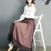 Half-length Skirt Women's Plus Size High-waist Lace Pleated Skirt Mid-length Mesh Skirt Worn On Both Sides