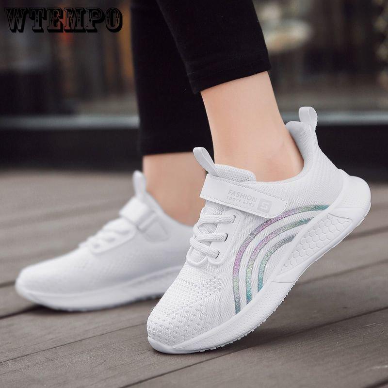 WTEMPO Girls' Summer Sneakers Thin Breathable Lightweight Mesh Sport Shoes Casual Slip Resistant Shoes Shock Absorbing Running Shoes