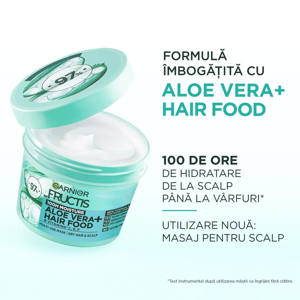 Garnier Fructis Hair Food Aloe Vera Haarmaske 390 ml, Intensive Feuchtigkeit für trockenes, geschädigtes Haar, Leave-In Conditioner