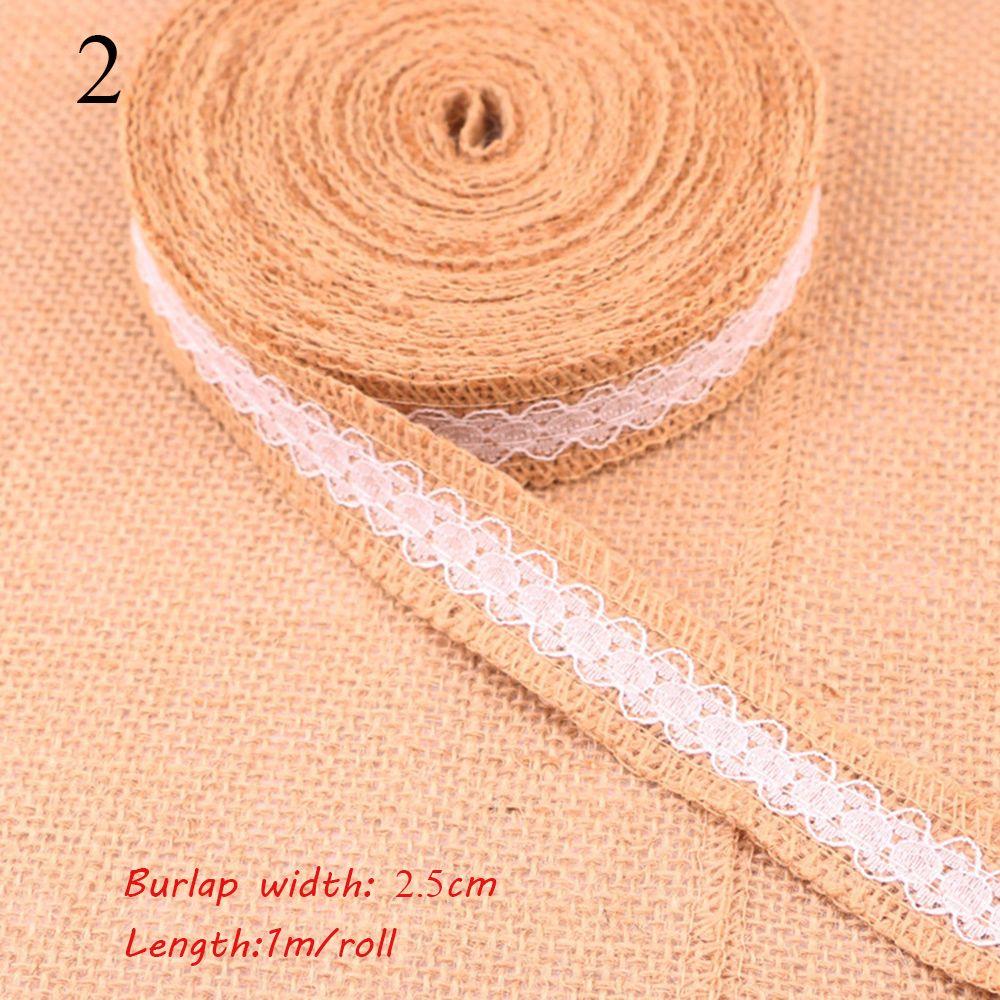 1m/roll Natural Rustic Vintage Satin Bow Lace Edge Hessian Ribbon Sisal Trim Jute Burlap
