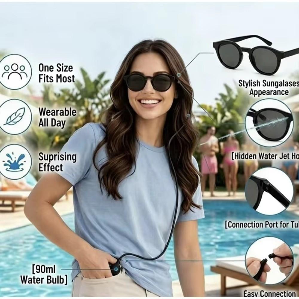 Refillable Water Chamber Water Squirting Glasses Hidden Tube Prank Sunglasses  Pool Parties