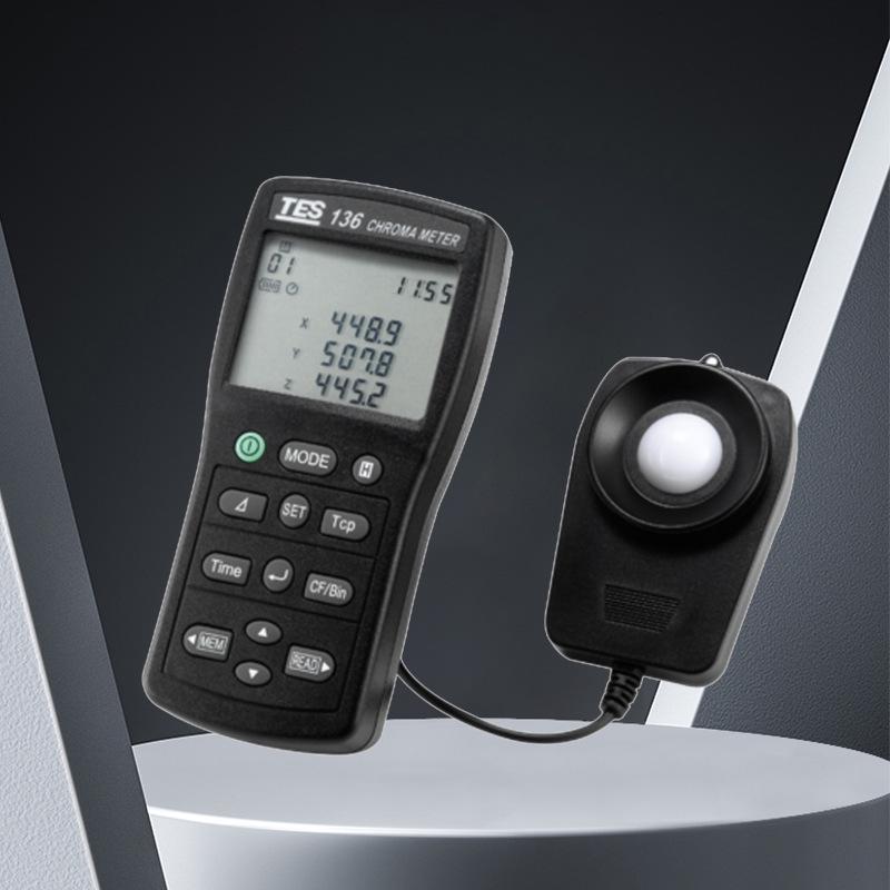 TES-136 Illuminance Meter: Color Temperature, Data Memory & Readout, Light Source Measurement.