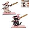 Kreativer Küchenarbeitsplatten-Ständer Halloween Schwarze Katze/Geist Rollenpapierhalter, Vertikaler Holz-Handtuchständer, Funktionale Feiertagshaus-Akzente