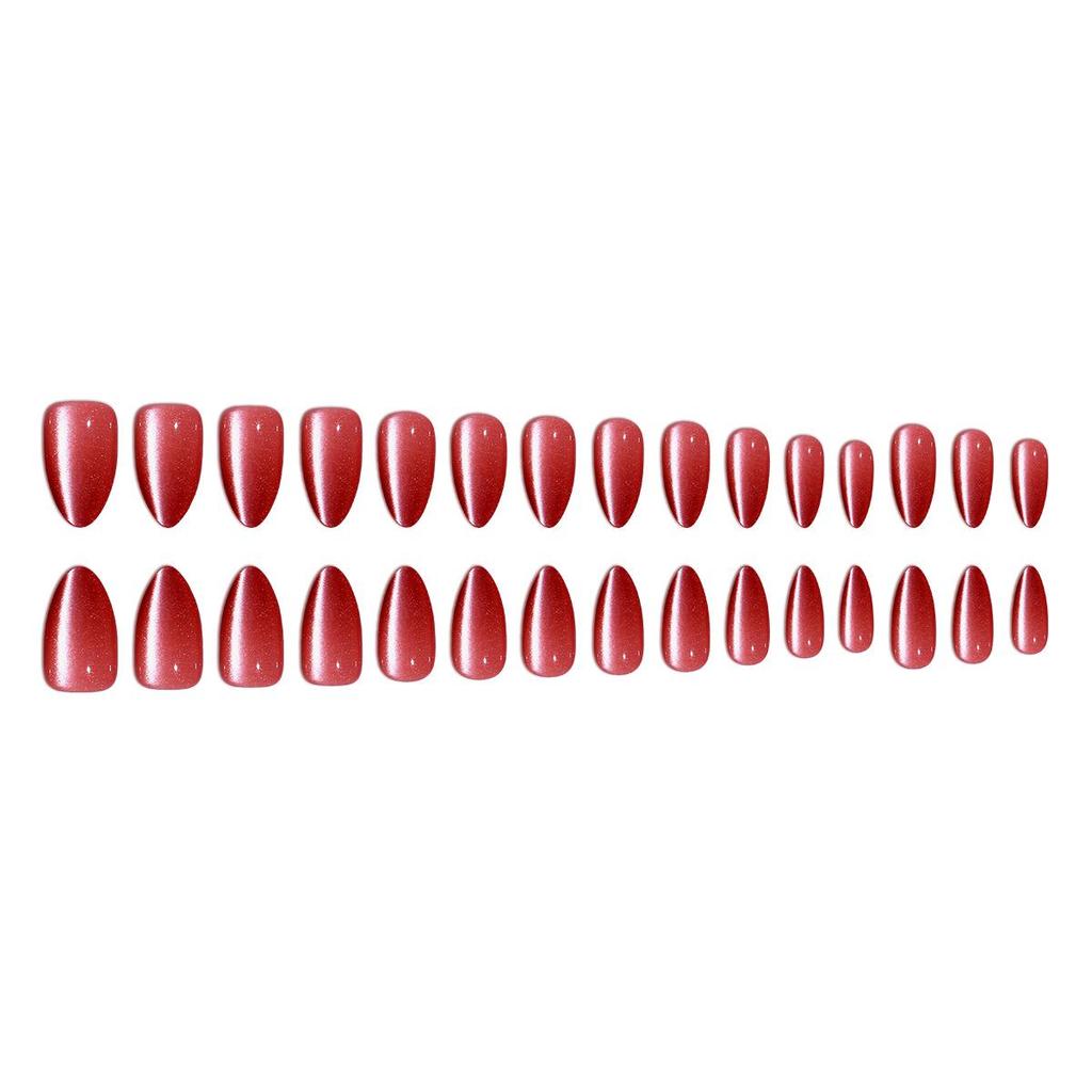 Solid Color Cat Eye Detachable False Nails - Water Drop Style (30 Pieces)
