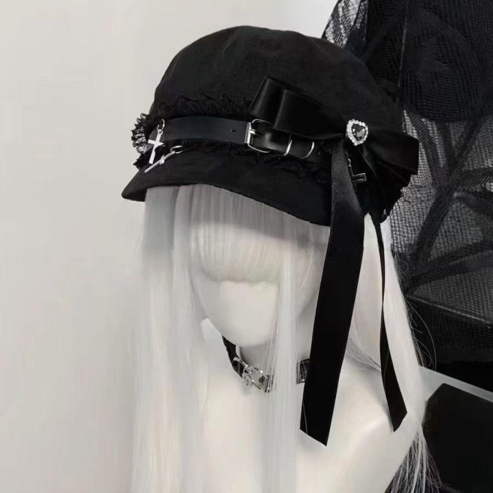 Sweet Cool Style Women's Y2k Hats Bowknot Painter's Cap Harajuku Octagonal Hat  Adult Teen