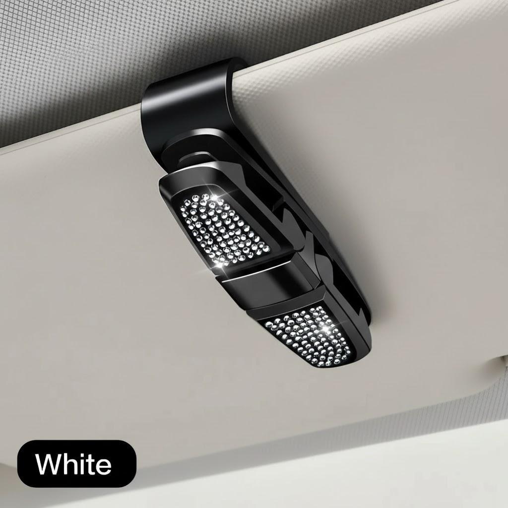 Xiaomi Car Sunglasses Holder Clip with Diamonds Multifunctional Glasses Case Sun Visor Card Organizer Car Interior Accessories Storage