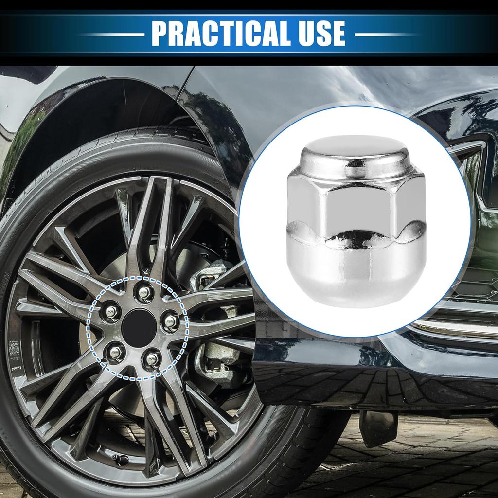 10 Pcs Wheel Lug Nuts Compatible for Honda Odyssey for Honda Pilot, Durable Chorme Plated M14x1.5 Carbon Steel Silver Tone Tire Lugnuts