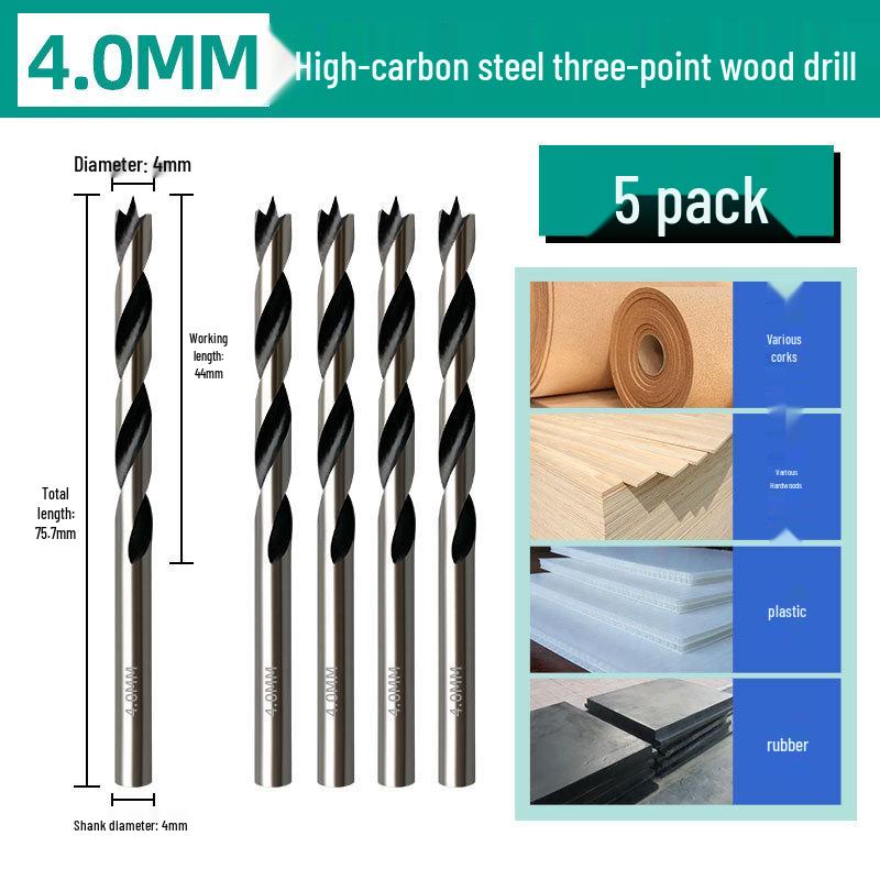Carbon Steel Multi-Functional Woodworking Drill Bit for Three-Point Positioning