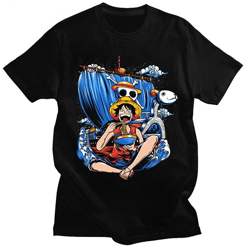 One Piece Luffy Men's Loose Summer Round Neck Short-sleeved T-shirt Top Summer New Men's and Women's Streetwear