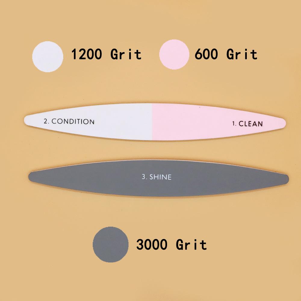 Three-Sided Nail File: White & Gray, Washable, Wear-Resistant, Thin Polishing Strip for Nail Art.