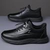 Fashion Trend Genuine Leather Men's Sneakers Designer Cowhide Breathable Soft-soled Board Shoes for Men Black Sport Casual Shoes