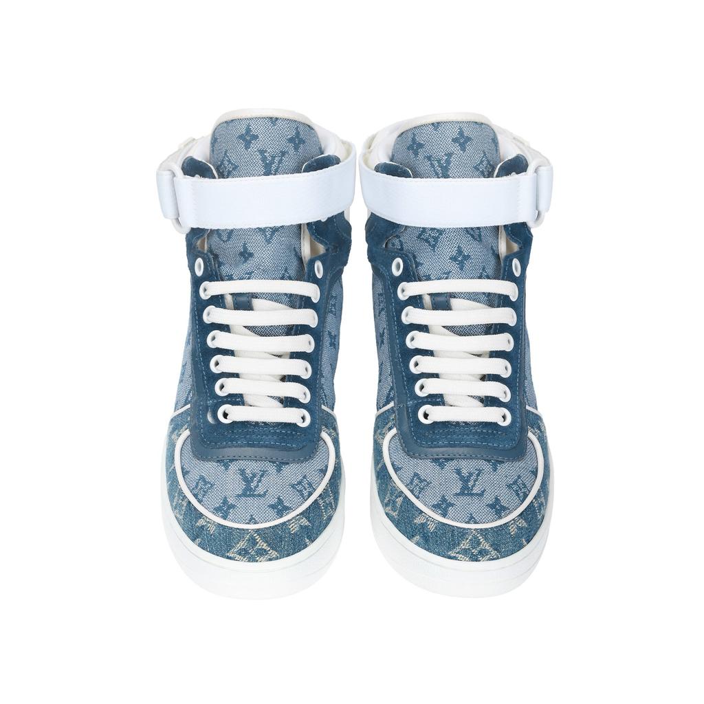 Louis Vuitton Lv Boombox Monogram High Top Sneakers Denim Blue Women's 1A8E3C