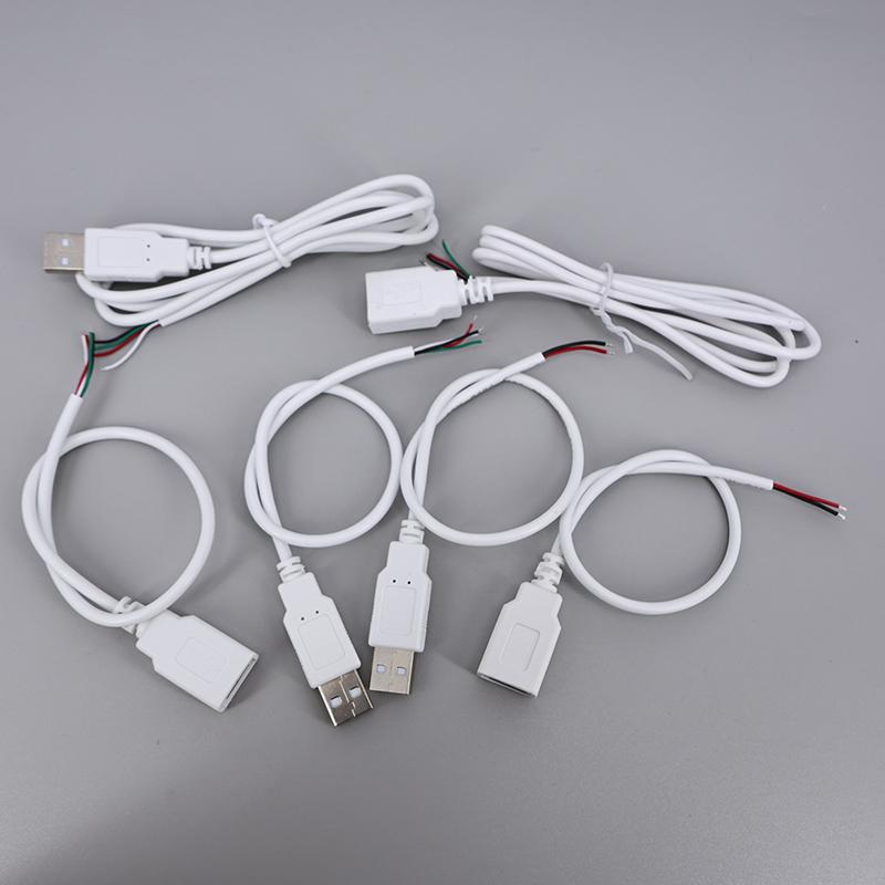 2pin 4Pin 5V USB 2.0 Power Supply Cable Female Male Jack Charging Extension Connector Wire white 0.3m 1m