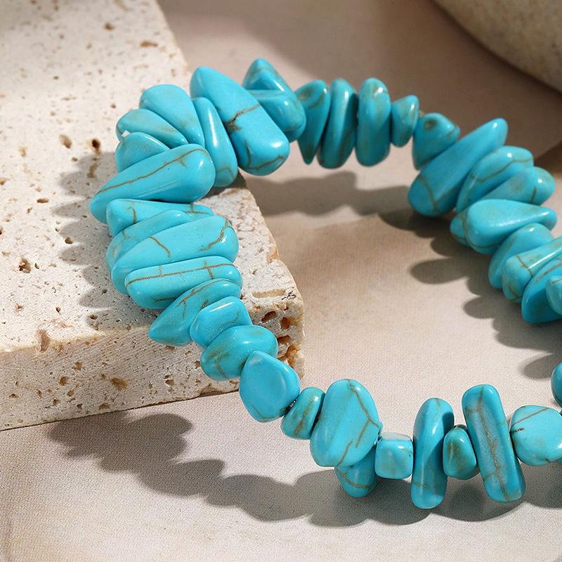 Naure Stone Turquoises Beaded Choker Necklace For Women, Irregular Bohemian Healing Choker Jewelry