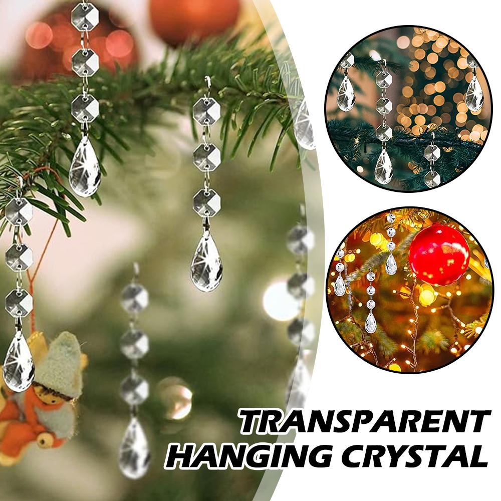 30 Stück Acryl Transparent Hängend Kristall Weihnachtsleuchter Dekorationen Tropfenförmig Zuhause DIY Kristallbaum Dekoration R9Q1