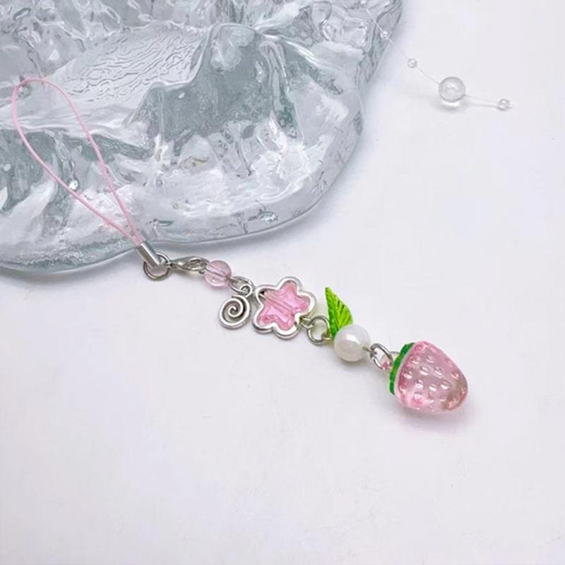 Lovely Strawberry Keychain Strawberry Phone Pendant Unique Bag Charm Sweet Phone Chain Perfect Gift for Fashion Lover