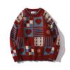 2026 Autumn And Winter New Trendy American Retro Plaid Love Ins Sweater Red Thickened Lazy Couple Sweater Loose Jacket For Men