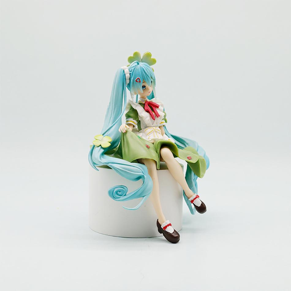 In Stock Anime Hatsune Miku Four Leaf Clover Sitting Posture PVC Action Figure Model Doll Decoration Valentine's Day Gift