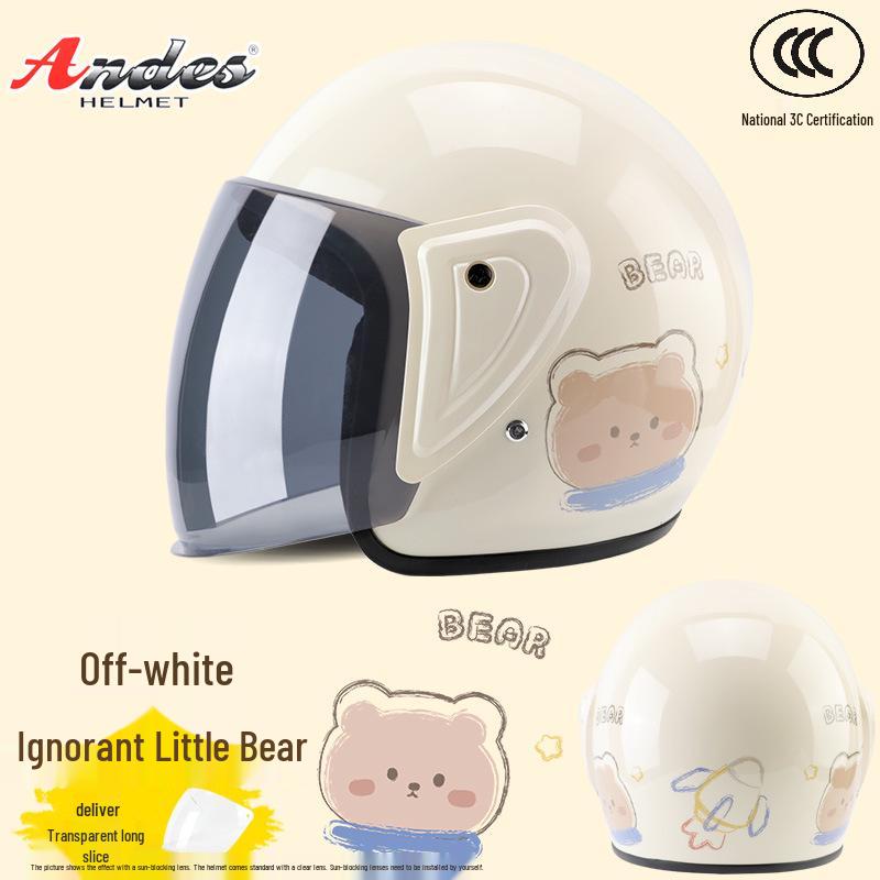 Universal 3C Certified Motorcycle Helmet for All Seasons - Cute, Safe, Sun-Protected, Unisex Half Helmet for Summer and Fall/Winter