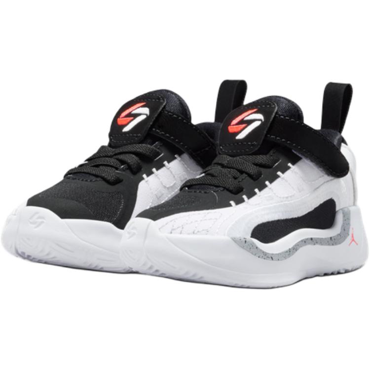 Air Jordan Luka 4 TD White Cement Baby Sneakers Black Wolf-Grey Bright-Crimson HJ5227-101