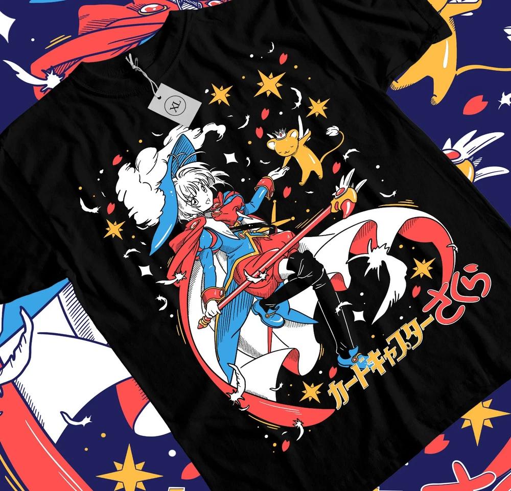 Anime Caraptor Sakura KeroChan Graphic Black TShirt Size S4XL S