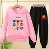 Pink Children Hoodie Black Boys Girls Toddler 3-12 Years Sports Coat Top+Pants Casual Sesame Street ELMO Sweatshirt Set Autumn