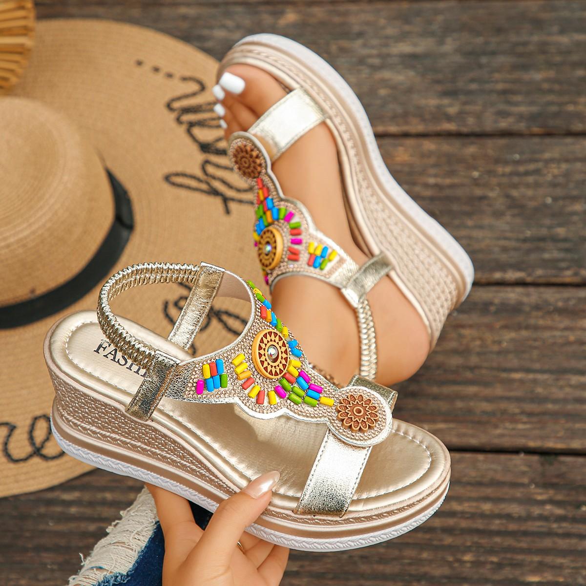 

Fashion Women s Sandals Soft Wedge Heels Sandals 2025 Summer Shoes Woman Low Platform Sandalias De Mujer Mix Color Summer Sandals Female 43