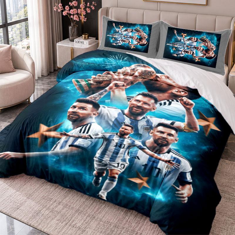 Messi 3Pcs Bedding Set Duvet Cover With Two Pillowcases For Bedroom Home Decoration