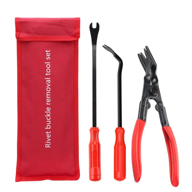 3-Piece Automotive Fastener and Rivet Removal Tool Set: 6-inch & 8-inch Screwdrivers, Pliers for Car Clip and Decorative Opening.