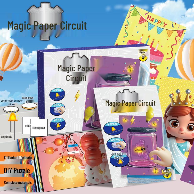 DIY Magic Circuit Greeting Card Kit with 25 LED Bulbs - Educational Glow Craft for Kids