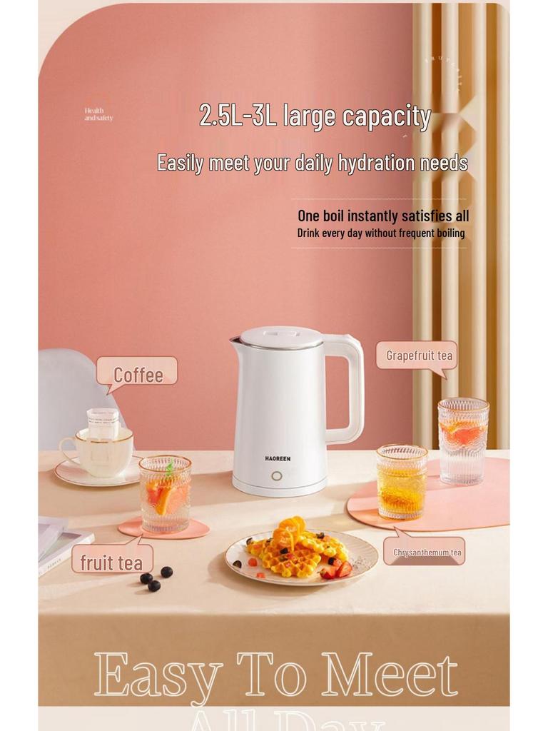 Kompakt elektrisk vattenkokare för hemmet och studentrum: Isolerad, Snabbuppvärmning, Automatisk, Bärbar för Te & Matlagning.