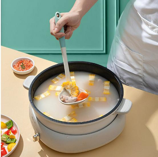 Graues & Weißes Silikon Küchenutensilien-Set: Hochtemperaturbeständig, Antihaft-Schaumlöffel, Pfannenwender & Suppenlöffel