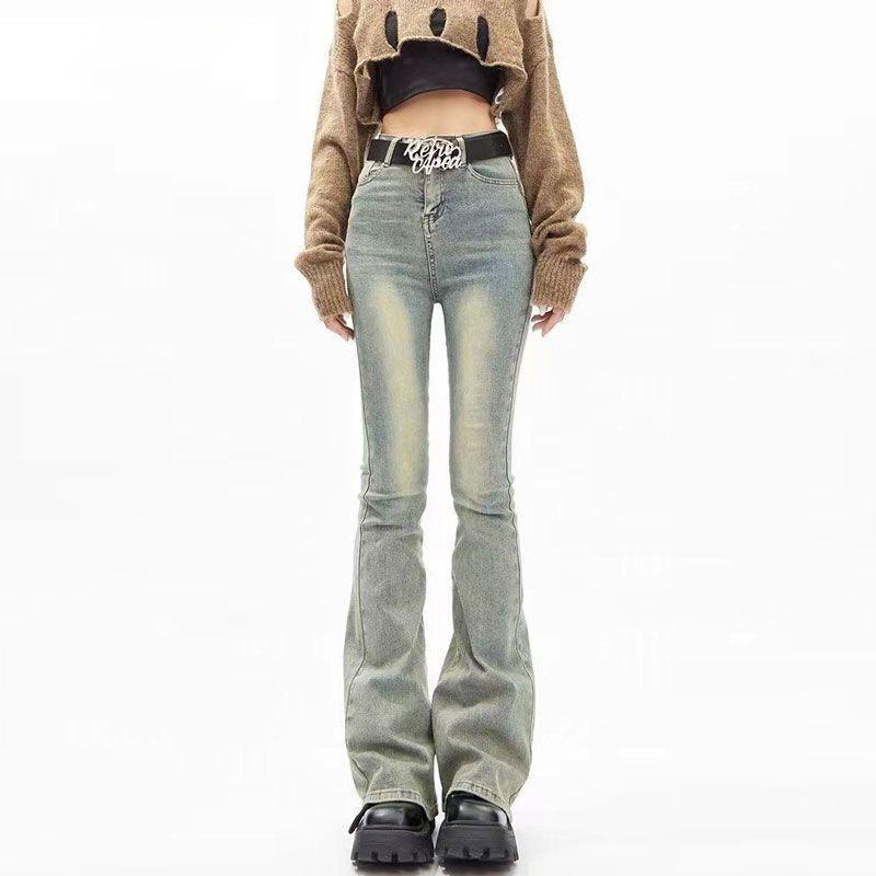 

Women s High-Waisted Light Flared Jeans - Nostalgic Slim Fit for Spring & Autumn XS