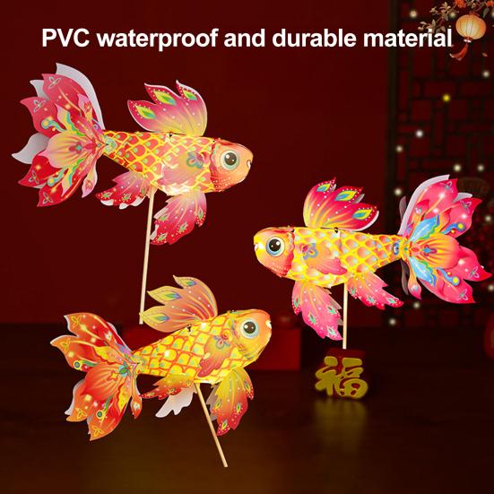 Fish Lantern Craft Kit for Children Handcrafted Chinese Traditional Handheld Lantern with LED Light for Spring Festival Mid-Autumn Decoration