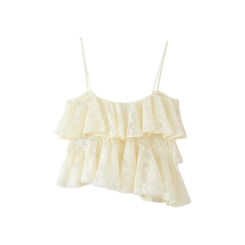 Jnleaog Spring New Arrival Women's Clothing Fashion Style French Fashion Design Lace Laminated Decoration Tops
